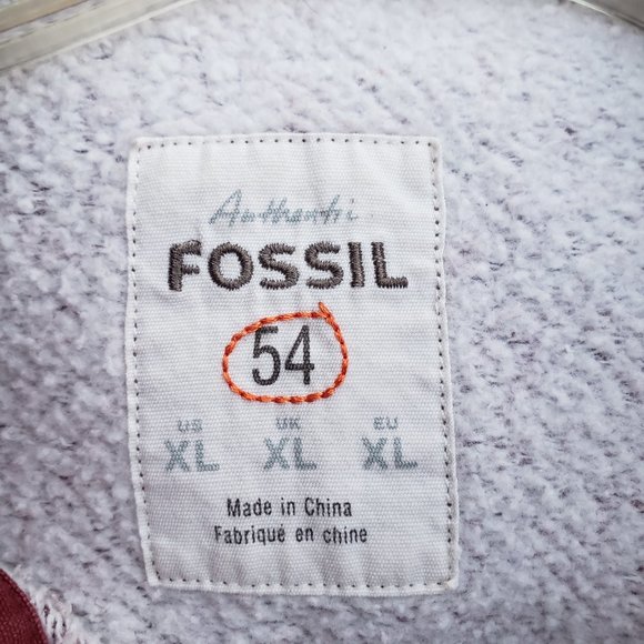 Vintage 90s Fossil 54 Buttoned Red/White Sweatshirt Pullover XL - Picture 3 of 5